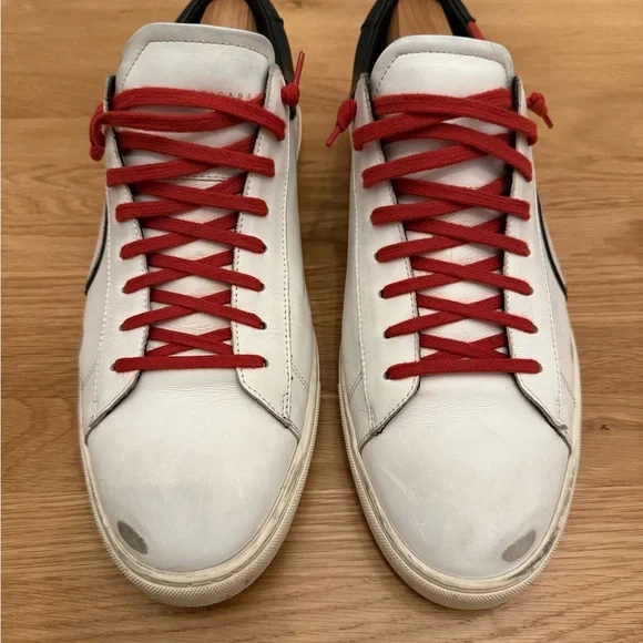 Oliver Cabell White and Red Classic Sneakers - Picture 3 of 7